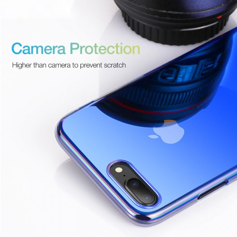 Blue-ray Gradient Clear Phone Case For iPhone 11 8 7 6 6s Plus Transparent