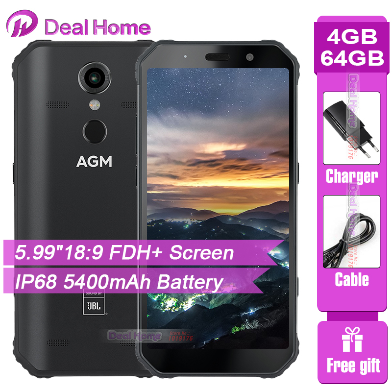 AGM A9 IP68 JBL Co-Branding 5.99" Screen 4GB RAM 64GB ROM JBL Tuned Speakers Smartphone Android 8.1 5400mAh NFC OTG Mobile Phone