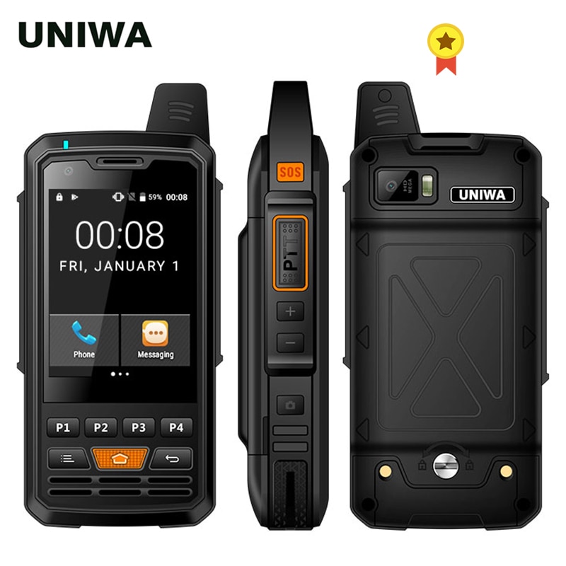 UNIWA F50 Zello PTT Walkie Talkie 2.8 inch Touch Screen 4000mAh 4G LTE Android 6.0 Smartphone Quad Core 2G 3G 4G Cellphone