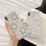 INS Korea super fire candy color bear phone case For iphone Xs MAX XR X 6 6s 7 8 plus cute wave point clear color TPU back cover