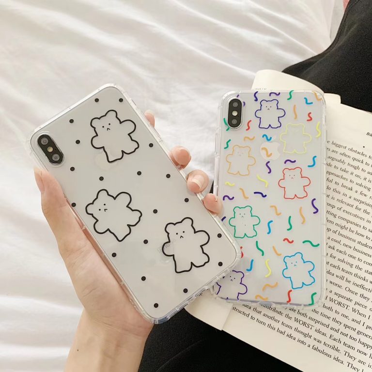 INS Korea super fire candy color bear phone case For iphone Xs MAX XR X 6 6s 7 8 plus cute wave point clear color TPU back cover INS Korea super fire candy color bear phone case For iphone Xs MAX XR X 6 6s 7 8 plus cute wave point clear color TPU back cover
