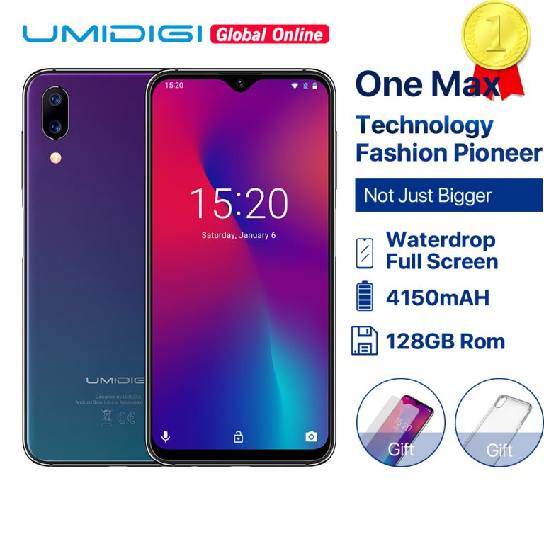 Refurbished UMIDIGI One Max Global Vertion 128GB 6.3" Waterdrop Full-Screen Smartphone 4150mAh NFC Wireless Charge Android 8.1