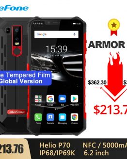 Ulefone Armor 6E Waterproof IP68/IP69 Rugged Phone 6.2'' Helio P70 Otca-core Android 9.0 4GB+64GB Wireless Charge NFC Smartphone