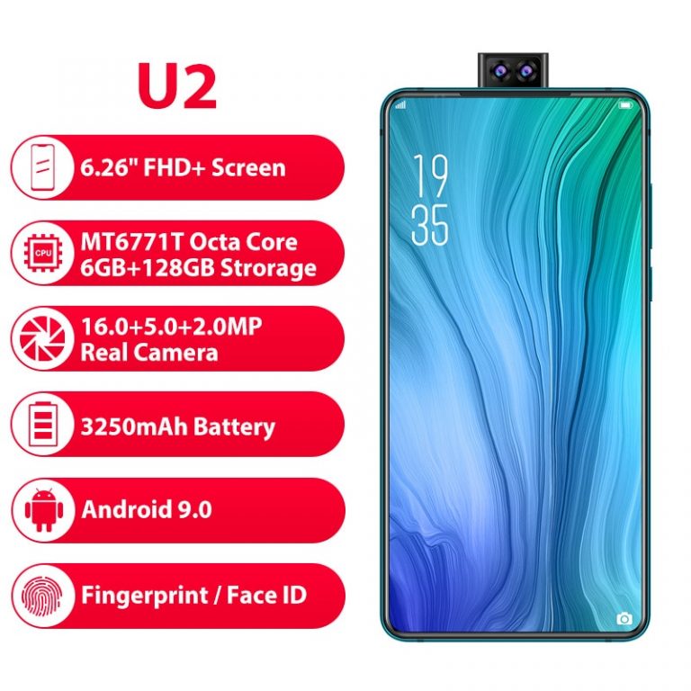 Elephone U2 16MP Pop Up Camera Mobile phone Android 9.0 Octa Core