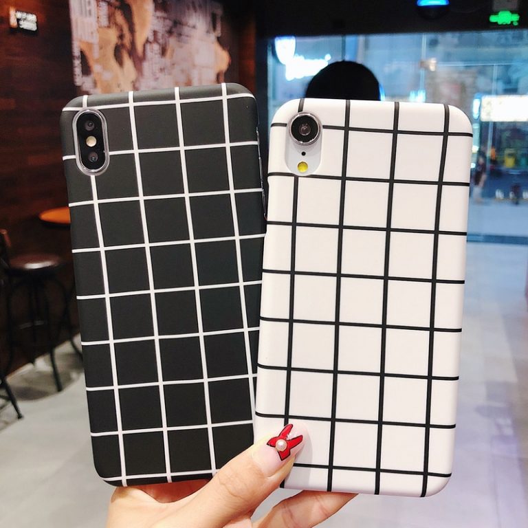 USLION Simple Stripe Grid Phone Case For iPhone 11 X 8 7 Plus XR XS Max Slim Back Cover For iPhone 11 Pro Max Hard Plastic Cover 2 Phone Case For iPhone 11 X 8 7 Plus XR XS Max Slim