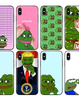 Black tpu case for iphone 5 5s se 6 6s 7 8 plus x 10 case cover for iphone XR XS 11 pro MAX case Internet Meme Smug Frog Pepe