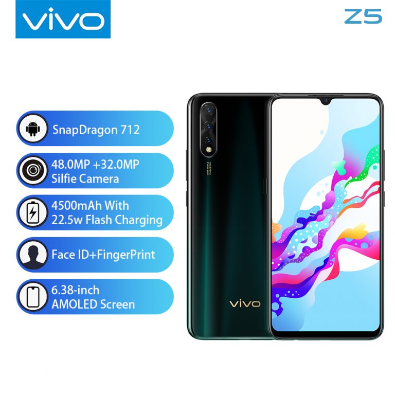 Vivo Z5 Mobile Phone 8G 128G Snapdragon712 4500mAh Celular Big Battery Super AMOLED Screen 48MP 32.0MP Camera Triple Smartphone