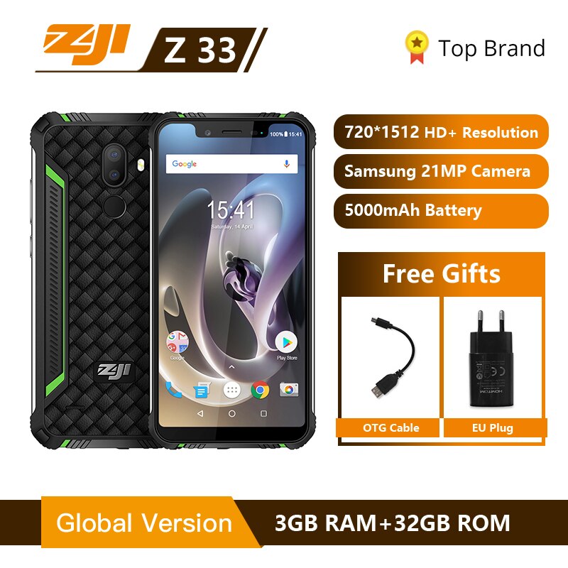 IP68 Waterproof Phone HOMTOM ZJI ZOJI Z33 4600mAh 3GB 32GB 5.85" Smartphone Android 8.1 MTK6739 Face ID 4G FDD-LTE MobilePhone