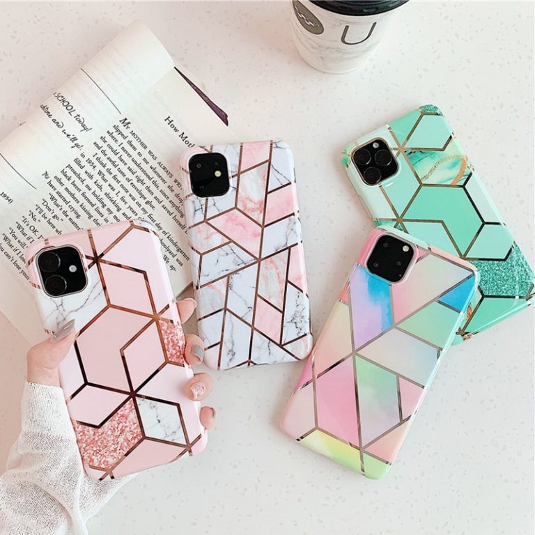 Lovebay Geometric Marble Texture Phone Cases For iPhone 11 X XR XS Max 11 Pro Max Soft IMD Cases Cover For iPhone 6 6S 7 8 Plus 2 Lovebay Geometric Marble Texture Phone Cases For iPhone 11 X XR XS Max