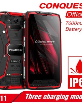 Original Conquest S11 IP68 Rugged SmartPhone 16MP 7000mAh 6GB 128GB Octa Core Fingerprint/Face ID NFC OTG Android Mobile phone