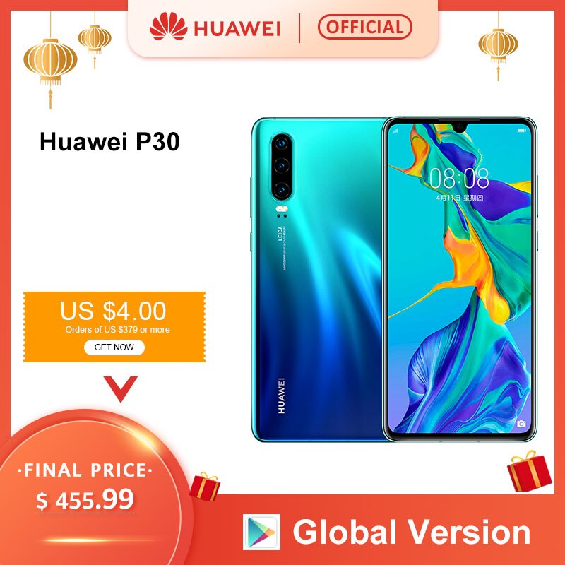 Global Version Huawei P30 6GB 128GB Kirin 980 Smartphone 30x Digital Zoom Quad Camera 6.1'' Full Screen OLED NFC 3650mAh