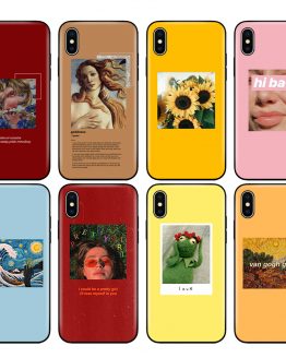 Black tpu case for iphone 5 5s se 6 6s 7 8 plus x 10 XR XS 11 pro MAX case silicone cover Art Aesthetic Van Gogh Mona Lisa