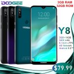 Original Doogee Y8 Android 9.0 Waterdrop Screen Smartphone Gradient Back