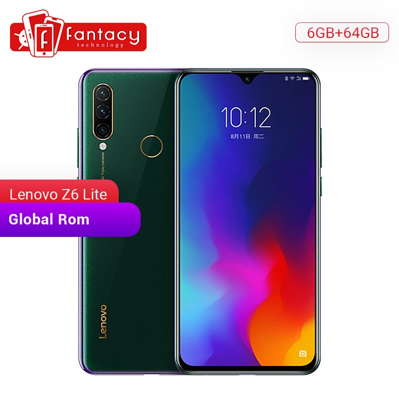Global ROM Lenovo Z6 Lite 6GB 64GB Snapdragon 710 Octa Core Smartphone 6.3 Inch Screen Triple Camera Android 9.0 Quick Charge