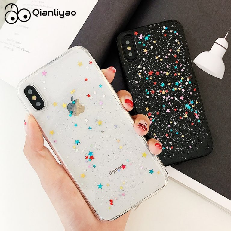 Qianliyao For iphone 11 Pro Max XS Max XR Case Bling Colorful Star Silicon