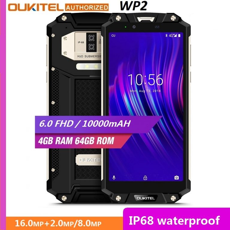 OUKITEL WP2 IP68 Waterproof Dust Shock Proof Mobile Phone 4GB 64GB MT6750T Octa Core 6.0" 18:9 10000mAh Fingerprint Smartphone OUKITEL WP2 IP68 Waterproof Dust Shock Proof Mobile Phone 4GB 64GB MT6750T Octa Core 6.0" 18:9 10000mAh Fingerprint Smartphone