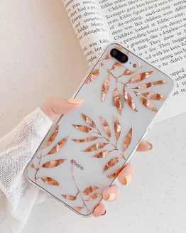 Luxury Glitter Transparent Case For iPhone 8 7 Plus X XS Max XR 11 Pro Max Gold Leaf Clear Back Cover Soft Fundas Coque