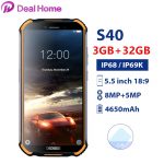 Doogee S40 5.5"Screen Waterproof 3GB RAM 32GB ROM Smartphone MTK6739 Quad Core Android 9.0 4650mAh 8.0MP NFC 4G LTE Mobile Phone