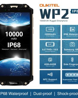 OUKITEL WP2 IP68 Waterproof MobilePhone 4GB 64GB MT6750T Cellphone Octa Core 6.0" 18:9 Smartphone 10000mAh Fingerprint Unlocked