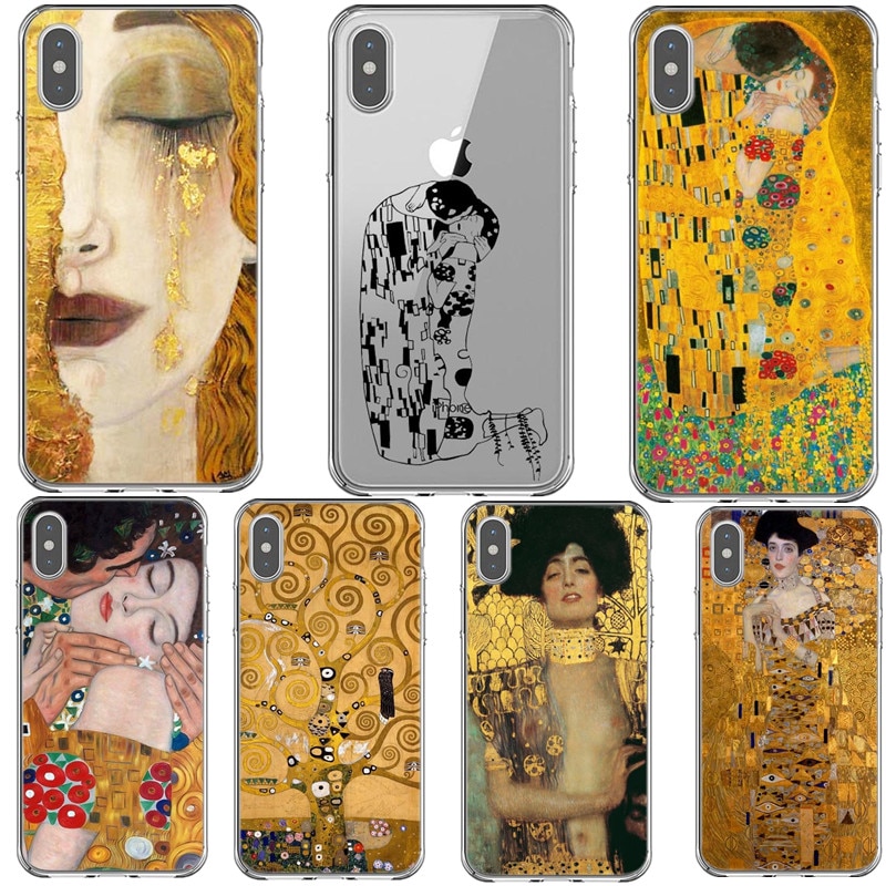 Kiss by Gustav Klimt Design soft silicone Phone Cases Cover For iPhone 5S SE 6 6S 7 8 Plus X XR XS MAX 11 Pro Max Cover Fundas