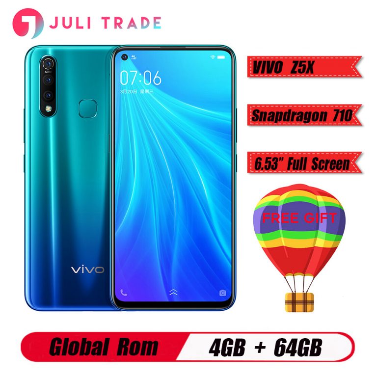 Original Vivo Z5X 4G LTE Mobile Phone 6.53" Screen Snapdragon 710 Octa Core 4G 64G Android 9 5000mAh Big Battery Smartphone