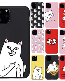 Funny Finger Pattern Phone Case For iPhone 11 Pro Max 6s 7 8 Plus Cartoon Cat Soft TPU Cases for iPhone X XR XS Max Back Cover