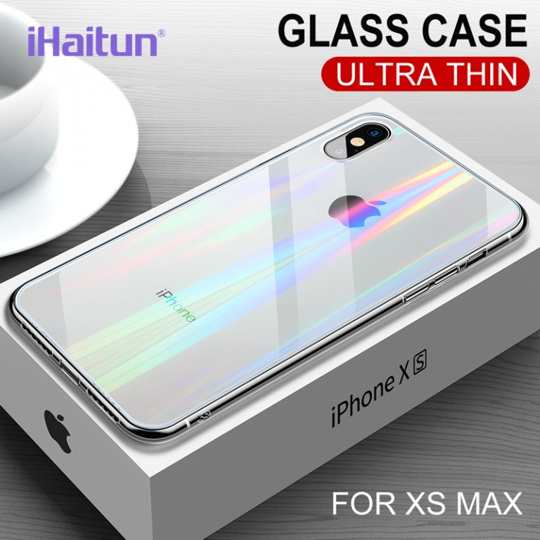 iHaitun Luxury Laser Glass Case For iPhone 11 Pro Max XS MAX XR X Cases