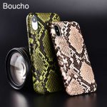 Boucho Soft Phone Cover for iPhone 6 6s 7 8 Plus X XS MAX XR Snake Skin PU Leather Ultra Slim Coque case for iphone 11 pro max 8plus 7plus apple 11 Shockproof Protective Case