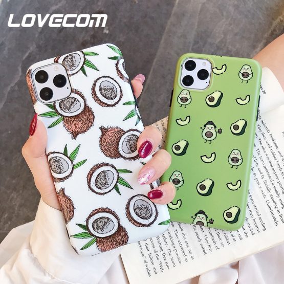 LOVECOM Cartoon Fruit Avocado Phone Case For iPhone 11 Pro Max XR X XS Max 7 8 6 Plus Case Full Body Soft IMD Phone Cover Bags