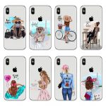 Fashion Black Brown Hair female white-collar soft TPU Case For iPhone X