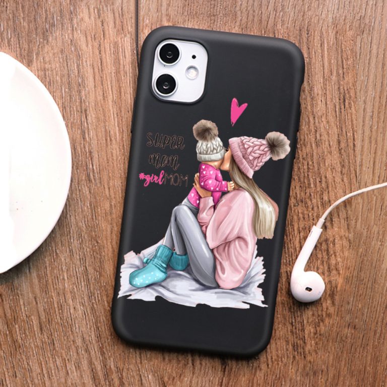 PUNQZY Cute Baby Super Girl mom Love Case For iphone 11 pro MAX 7S 5 6 6s 8 7 Plus X XS MAX TPU Silicone Black Matte Case Cover 2 PUNQZY Cute Baby Super Girl mom Love Case For iphone 11 pro MAX