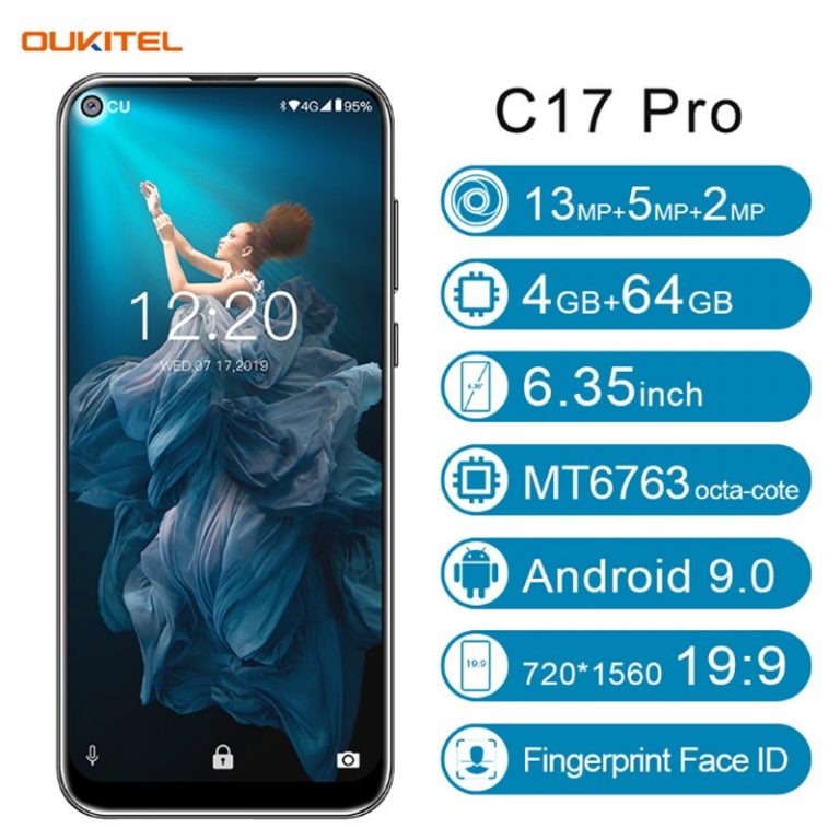 OUKITEL C17 Pro 6.35'' Android 9.0 19:9 MT6763 4GB 64GB Smartphone