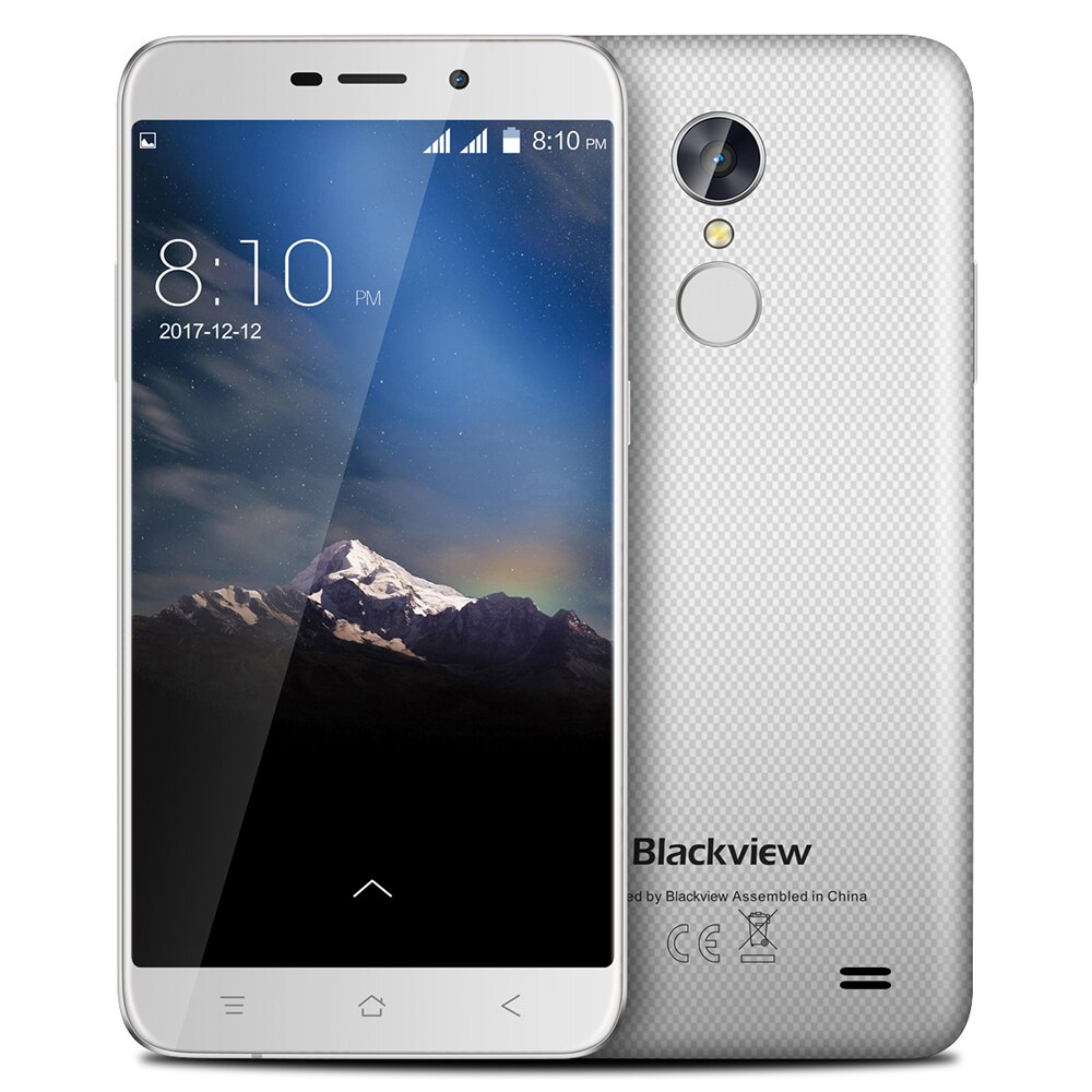 Blackview A10 Android 7.0 3G Smartphone MT6580A Quad Core 2GB RAM 16GB ROM 5inch HD Fingerprint 8.0MP Rear Camera Mobile Phone