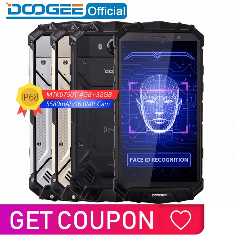 IP68 Water DOOGEE S60 Lite Wireless Charge 5580mAh 12V2A Quick Charge 5.2'' FHD MT6750T Octa Core 4GB 32GB Smartphone 16.0MP Cam