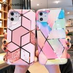 Lovebay Electroplated Marble Geometric Phone Case For iPhone 11 Pro X XR XS Max 7 8 6 6s Plus Soft IMD Silicone Back Cover Coque