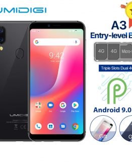 UMIDIGI A3 Global Band Dual 4G 5.5"HD+ 2GB+16GB Mobile Phone Android 9.0 Quad Core Face Unlock 12MP+5MP three slots Smartphone