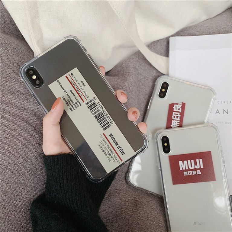 Japan personality Barcode MUJI phone case For iphone 11 pro XS MAX XR X 6 6s 7 8plus fashion simple label clear soft cover coque