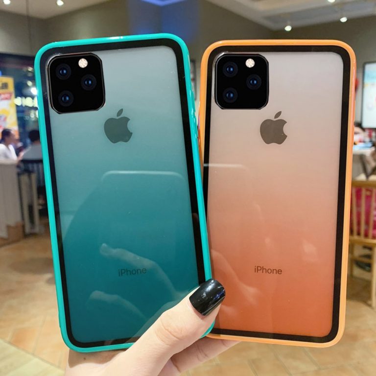 Luxury Transparent Gradient Phone Gradient Color Soft Edge + Acrylic Plate Case