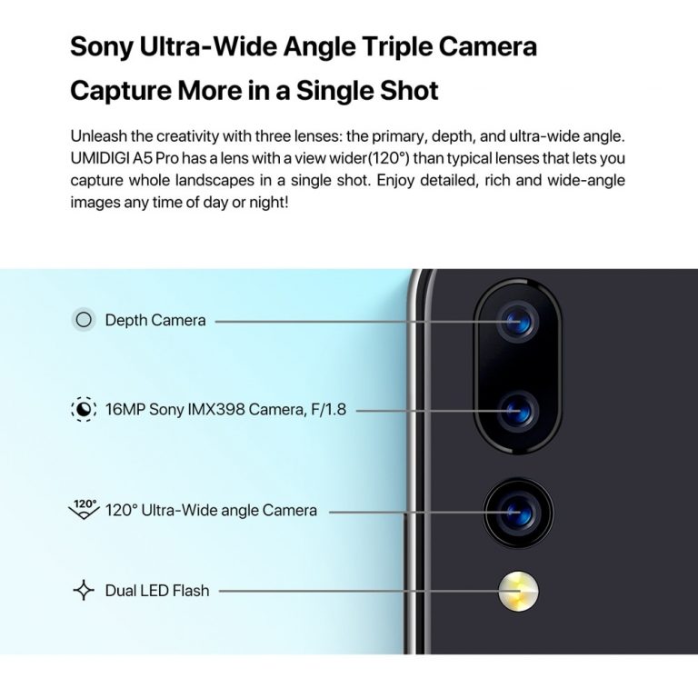 UMIDIGI A5 PRO Android 9.0 Octa Core Mobile Phone 6.3' FHD+ 16MP Triple Camera