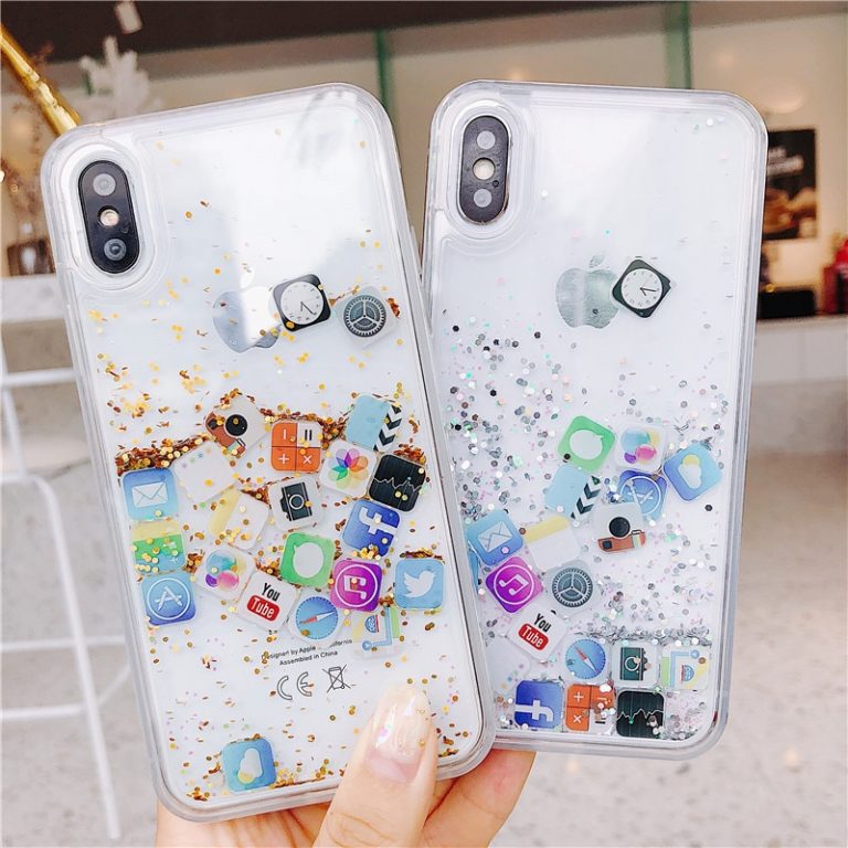 Quicksand Case Cute APP Icon Case Capa For iPhone 11 Pro MAX 8 7 6 6s X XS MAX Liquid Hard PC Phone Shell Transparent Back Cover Quicksand Case Cute APP Icon Case Capa For iPhone 11 Pro MAX 8 7 6 6s X XS MAX Liquid Hard PC Phone Shell Transparent Back Cover