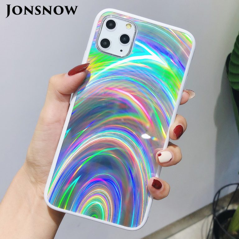 JONSNOW Holographic Prism Laser Case for iPhone 11 Pro X XR XS Max Cases 3D Rainbow Glitter Phone Cover for iPhone 7 8 6S 6 Plus