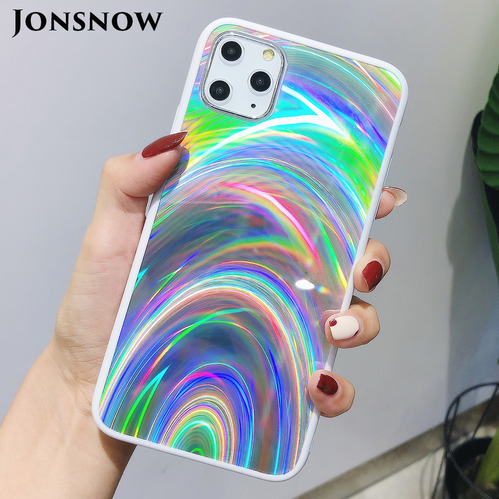 JONSNOW Holographic Prism Laser Case for iPhone 11 Pro X XR XS Max Cases 3D Rainbow Glitter Phone Cover for iPhone 7 8 6S 6 Plus