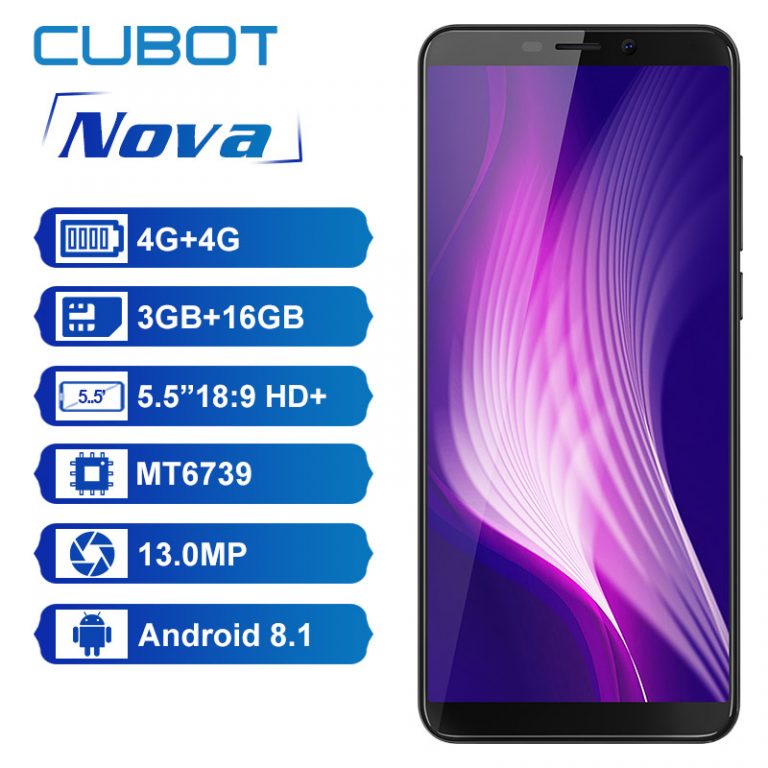 Original Cubot Nova Android 8.1 18:9 Full Screen 3GB 16GB 5.5 Inch Quad-Core