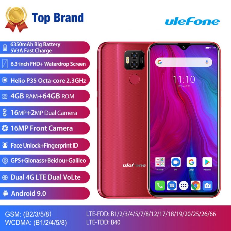 Ulefone Power 6 Smartphone Android 9.0 Helio P35 Octa-core 6350mAh 6.3" 4GB