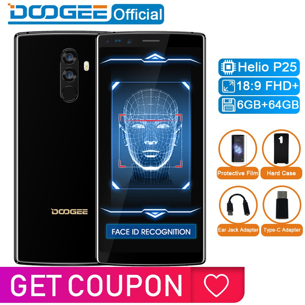 DOOGEE Mix 2 6GB RAM 64GB ROM Helio P25 Octa Core 5.99'' FHD+ Smartphone Quad Camera 16.0+13.0MP 8.0+8.0MP Android 7.1 4060mAh