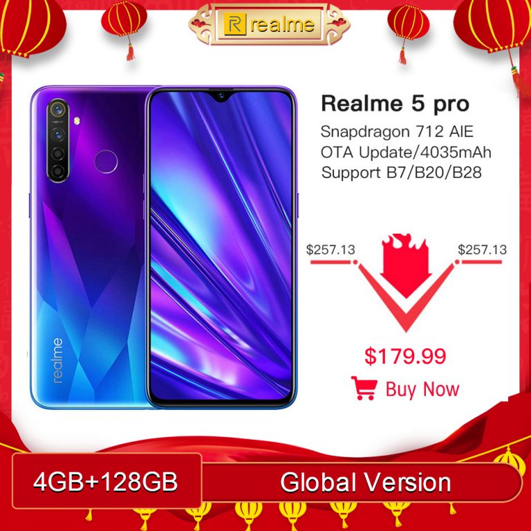 Global Version Realme 5 Pro 4GB RAM 128GB Mobile Phone Snapdragon