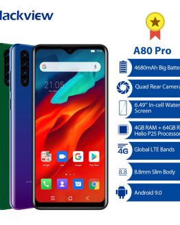 2020 NEW Blackview A80 Pro Smartphone Octa Core Android 9.0 4680mAh Cellphone 4GB+64GB 6.49" Fingerprint ID 4G LTE Mobile Phone