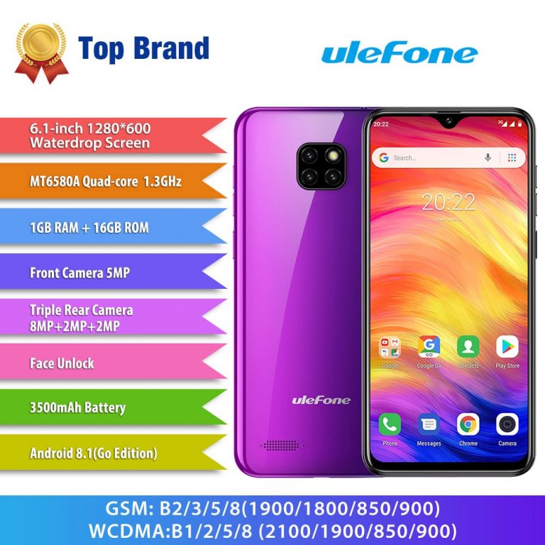 Ulefone Note 7 Smartphone 3500mAh 19:9 Quad Core 6.1inch Waterdrop Screen
