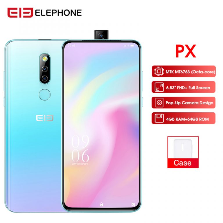 Elephone PX 6.53" FHD+ Full Screen 16MP Pop Up Camera Quad Core Global Mobile phone Android 9.0 Fingerprint Smartphone 2019