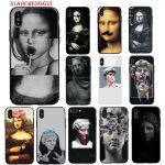 XIAOCHENGGUI Mona Lisa Art David lines Black Soft Shell Phone Cover for iPhone